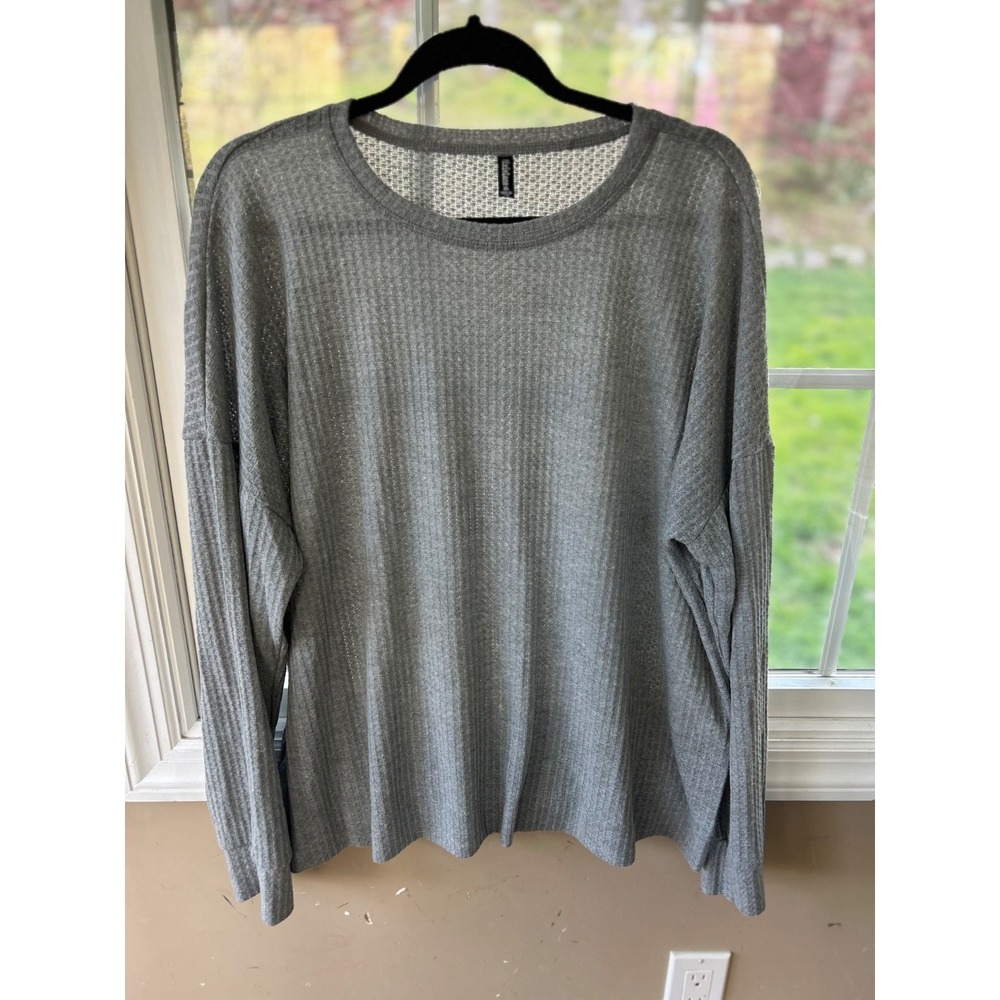 PixieLane Pixie Lane Women Long sleeve gray Crew neck shirt waffle knit XL